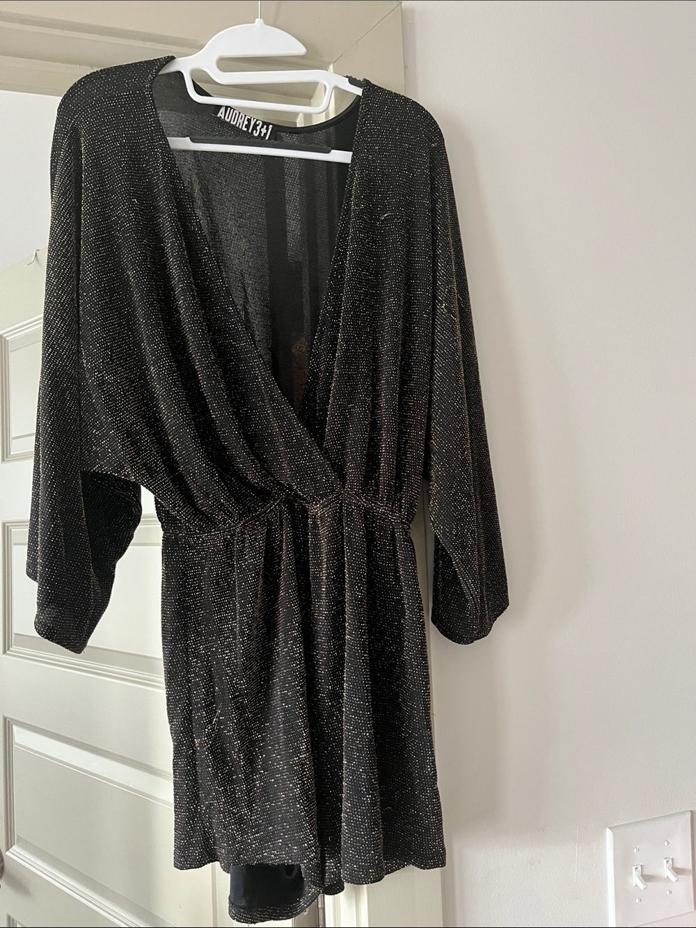 Audrey 3+1 Black Metallic Wrap Mini romper XL